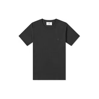 t-shirt ami paris logo ricamo nero su nero