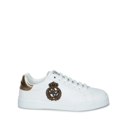 Sneakers scarpe Portofino corona oro/bianche