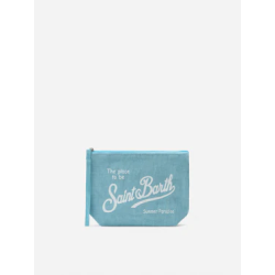 pochette saint barth aline linen azzurra