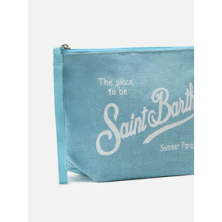 pochette saint barth aline linen azzurra