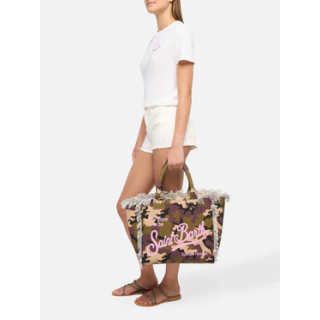 Borsa saint barth a spalla Vanity in canvas camouflage