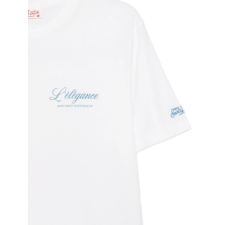 T-shirt saint barth bianca con stampa elegance