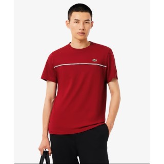 T-shirt in jersey di cotone con bordo Lacoste