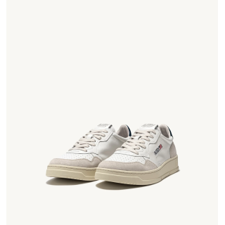 SNEAKERS MEDALIST LOW IN PELLE BIANCA/BLU/BEIGE