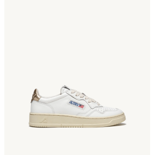 SNEAKERS MEDALIST LOW IN PELLE BIANCA E METALLIZZATA ORO