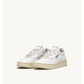 SNEAKERS MEDALIST LOW IN PELLE BIANCA E METALLIZZATA ORO
