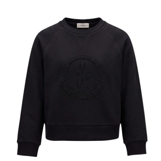 Moncler Felpa Girocollo Nera Con Strass Bambina 129548g000208gg