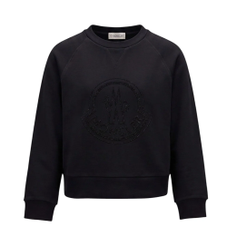 Moncler Felpa Girocollo Nera Con Strass Bambina 129548g000208gg